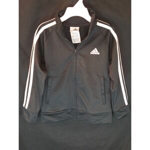 Adidas Tracksuit Set Kids 4T Black White Three‎ Stripe Jacket Pants Outfit